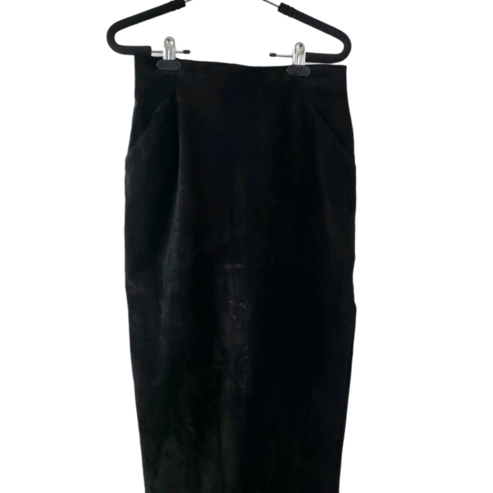 High waisted Vintage Firenze black leather skirt